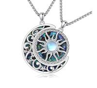 REDSUN Yin Yang, collana in argento sterling 925, con sole e luna, ciondolo celtico Tai chi, ciondolo a forma di sole, abalone, regalo per donne, partner, coppia, lei e lui