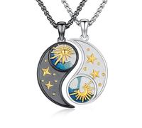 REDSUN Yin Yang - Collana in argento Sterling con ciondolo a forma di sole e luna, elefante, per coppie, 2 pezzi, regalo per donne, uomini, coppie e figlie, 25mm, Argento sterling, Non pietra preziosa