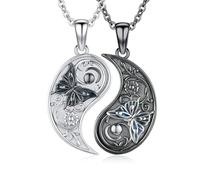 REDSUN Yin Yang - Collana in argento Sterling con ciondolo a forma di sole e luna, elefante, per coppie, 2 pezzi, regalo per donne, uomini, coppie e figlie, 24mm, Argento sterling, Non pietra preziosa