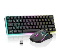 RedThunder 60% Wireless Gaming Tastiera e Mouse Set QWERTZ DE Layout, Tastiera wireless ricaricabile con mouse da gioco ultraleggero con struttura a nido d'ape, per PC MAC PS5 Xbox Gamer, ufficio.