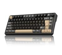 RedThunder K75 70% Wireless Mechanical Gaming Keyboard, Creamy Gasekt-Mounted,Volume Knob,Ultra Compact UK Layout 82 Keys,2.4G/BT/USB-C,RGB Underglow Lighting,Hot swappable Fast Apricot Switch