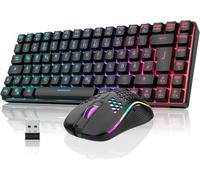 RedThunder K84 - Set tastiera e mouse wireless da gioco, layout QWERTZ DE, ricaricabile, compatta, ultraleggera, con struttura a nido d'ape per PC MAC PS5 Xbox Gamer