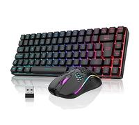 RedThunder K84 Tastiera e mouse da gioco wireless al 75% con retroilluminazione arcobaleno layout UK 85 tasti TKL ultra compatto mini design leggero mouse da gioco a nido d'ape per PC Mac PS5 Xbox