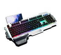 RedThunder K900 Semi-Mechanical Gaming Keyboard, DE Layout, RGB Backlight, Phone Holder, Hand Rest, 25 Anti-Ghosting Keys, Metal Cover …