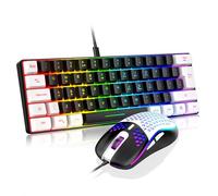 RedThunder Tastiera e mouse da gioco 60% RGB, tastiera mini tastiera retroilluminata ultra compatta, mouse ottico cellulare leggero da 7200 DPI, set da gioco portatile cablato per giocatori PC PS5