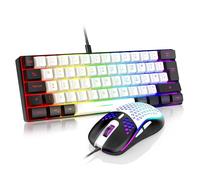 RedThunder Tastiera e mouse da gioco 60% RGB, tastiera ultra compatta retroilluminata con layout UK, mouse ottico cellulare leggero da 7200 DPI, set portatile da gioco cablato per giocatori PC PS5