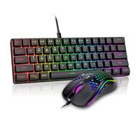 RedThunder Tastiera e mouse da gioco al 60%, layout QWERTZ DE, illuminazione RGB ultra compatta, ottica ergonomica con 6 tasti e 7200 DPI per PC, MAC, PS5, Xbox Gamer