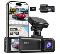 REDTIGER 4K Dashcam Auto Anteriore Posteriore, STARVIS 2, Scheda 64GB, WiFi | Doppia Dashcam, GPS, Schermo IPS 3.18", 170° Grandangolo, Sorveglianza Parcheggio 24/7, Registrazione Loop, WDR (F7N PRO)