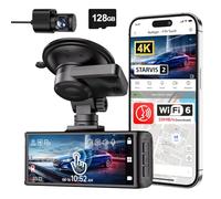 REDTIGER 4K Dashcam STARVIS 2, Scheda 128GB, 5.8GHz WiFi, Touchscreen 3,18" | GPS, Controllo Vocale, Visione Notturna UHD, Blocco di Emergenza, Monitor di Parcheggio, Supporta Fino a 512 GB (F7N Touch)
