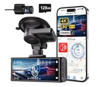 REDTIGER 4K STARVIS 2 Dash Cam Auto,Touchscreen da 3,18 Pollici, Scheda di Memoria da 128 GB, GPS Integrato e WiFi 5.8G, Controllo Vocale, Visione Notturna UHD 2160P, Monitor di Parcheggio (F7NT)