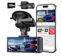 REDTIGER 4K STARVIS 2 Dash Cam Auto,Touchscreen da 3,18 Pollici,Scheda di Memoria da 128GB,GPS,5.8GHz WiFi 6,Controllo Vocale,Visione Notturna UHD,Blocco di Emergenza,Monitor di Parcheggio (F7N Touch)