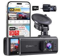 REDTIGER STARVIS 2 IMX678 - Videocamera da cruscotto 4K anteriore e | Scheda gratuita da 128 GB, Wi-Fi 5,8 GHz (20 MB/s), GPS e controllo vocale, visione notturna HDR, monitoraggio del parcheggio