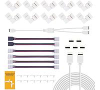 REDTRON Connettore Striscia LED,10mm RGB il connettore LED include 10x L Connettori,2M Cavo di Estensione,4x Ponticelli Strip to Strip i efficienza energetica A]