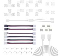REDTRON Connettore Striscia LED,10mm RGB il connettore LED include 6x L Connettori, 4x 4pin LED Connettore, 2x Connettore a Forma di T, 2M Cavo di Estensione,4x Ponticelli Strip to Strip