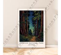Redwood National Park Stampa Illustrazione Art Poster Muro Décor Opera D'Arte