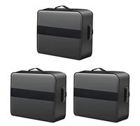 Reeatel 3X Borsa per Documenti con Lucchetto - Ignifugo A Prova di Umidità A 3 Strati 15X11 Pollici Organizer per Documenti Importanti (Nero)