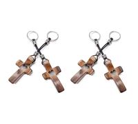 Reeatel 4 Pezzi A Croce in Legno di Noce A Croce in Legno Portatile Regali Antistress Tascabili