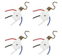 Reeatel 4 PZ Interruttore Luci Ventilatore da Soffitto ZingEar ZE-208S E89885 Interruttore Ventilatore 3 Velocità 4 Fili Tirare Catena, Interruttore Luci Ventilatore,