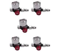 Reeatel 5Pc 1/4 di pollice Mini Valvola Regolatore 'aria Strumento Piccola Coda Manometro 48 x 60mm con Ugello per Strumento