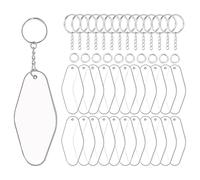 Reeatel 60 Set di Targhette Acriliche Vuote per Chiavi, Inclusi 60 Fogli Acrilici Un Forma di Hotel Motel, 60 Anelli e 60 Anelli di Salto