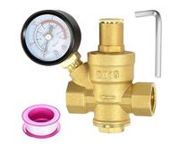 Reeatel Regolatore di pressione dell'acqua 1/2 pollice con manometro, durezza ottone, valvola di riduzione della pressione dell'acqua regolabile