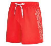 Reebok Abbot - Costume da Bagno da Uomo ad Asciugatura Rapida, con Fodera in Rete, Elastico in Vita e Tasche Laterali, Resistente per Piscina, Allenamento e Comfort Quotidiano, Rosso Sportivo, L