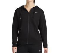 Reebok Apparel Felpa con Cappuccio da Donna con Strass e Cerniera, vestibilità Standard, Tessuto di Cotone di Peso Medio, Nero, Large