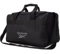 Reebok Borsone da viaggio, borsa sportiva compatta classica, leggera, per viaggi, spiaggia, allenamento, Black Warrior ll con logo grigio, Taglia unica