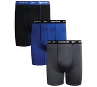 Reebok Boxer da uomo - Confezione da 3 boxer da uomo ad alte prestazioni traspiranti grandi e alti con tasca contorno, cavallo 17,8 cm, Surf the Web/Nero/Perla annerita, 3X