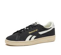 Reebok Club C Grounds UK Vintage Sneakers for Men-Casual Tennis Mens Shoes, Unisex-Adulto, Gesso Bianco Carta Nera Slavato, 38.5 EU