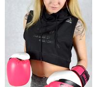 Reebok Combattimento Felpa con Cappuccio Donna Ritaglia Top Pullover Corto Sport