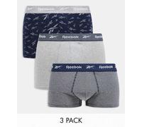 Reebok - Confezione da 3 paia di boxer grigi e blu navy con stampa-Grigio XL