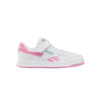 Reebok Court Advance Elastic Lace & Top Strap Sneaker, White/PLAYFULPINK/WARPEDBLUE, 34 EU