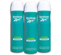 Reebok Deodorante spray per il corpo, 3 x 150 ml, senza profumazione, nebulizzatore, per il corpo intero