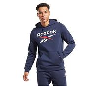 Reebok Felpa da Uomo in Pile con Logo impilato, a Maniche Lunghe, con Grafica
