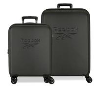 Reebok Franklin, valigia da cabina, set valigie, realizzato in ABS, materiale resistente e leggero, chiusura TSA, quattro ruote doppie a rotazione multidirezionale, di Joumma Bags, Nero, Set valigie