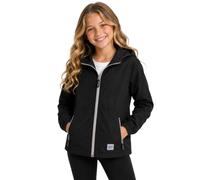Reebok Giacca a vento da ragazza, leggera, resistente al vento e all'acqua, isolata, con maniche e cappuccio, Nero tinta unita, 14-16
