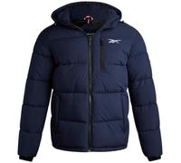 Reebok Giacca invernale da uomo, resistente alle intemperie, trapuntata, calda, con cappuccio e tasche, Blu Navy Vector, Medium