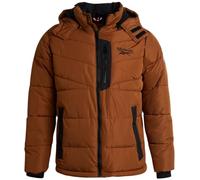 Reebok Giacca invernale da uomo, spessa, pesante, invernale, da sci, calda, trapuntata, con cappuccio, Legno., Large