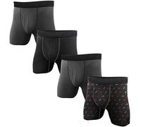 Reebok Mens 4 Pack Performance Boxer Briefs with Comfort Pouch - Grey/Black/Grey/Black Print XX-Large