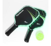 Reebok - Pickleball LED Set per 2 giocatori, include 2 pagaie in fibra di vetro con 5 "Cushion Grip e 2 palline luminose, perfetto per il gioco notturno