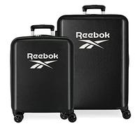Reebok Roxbury Set Valigia Nero 55/70 cm ABS Rigido Chiusura TSA Integrata 119.4L 6 kg 4 Doppie Ruote Bagaglio a Mano