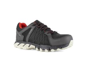 Reebok Scarpe Impermeabili a Bassa Sicurezza in Pelle Nera e Rossa con Punta in Alluminio Trail Grip S3 SRC Nero/Rosso, 45