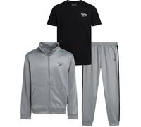 Reebok Set da jogging per ragazzi, 3 pezzi, tuta sportiva con giacca, maglietta e pantaloni della tuta da jogging per ragazzi, Monumento, 12