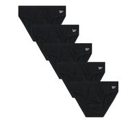 Reebok Slip da uomo a vita bassa, confezione da 5 pezzi di biancheria intima in morbido cotone con custodia sagomata di supporto, vestibilità di supporto per l'uso quotidiano, Nero/Nero/Nero/Nero