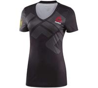 Reebok UFC Ronda Rousey Scollo A V Maglia Manica Corta T-Shirt, Nero, XL