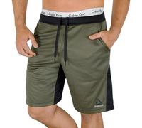 Reebok Uomo Pantaloncini Sport Training Pantaloni Fitness Tuta Esercito Verde