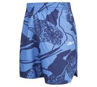 Reebok Workout Aop Pantaloni Corti Sportivi Da Uomo Blu Nuovi