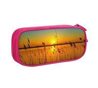 Reeds by the River - Astuccio per matite, trucchi, gioielli, portatile, da viaggio, nero, rosa, Taglia unica, Astuccio portamatite