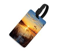 Reeds by The River - Etichette per bagagli con carta d'identità, etichette resistenti per borse da viaggio, impermeabili, per valigie, zaini e custodie da viaggio, stile nero